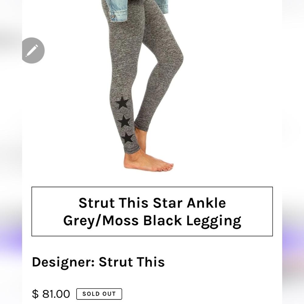 STRUT THIS Star Ankle Legging Grey/Moss Black - Picture 10 of 12